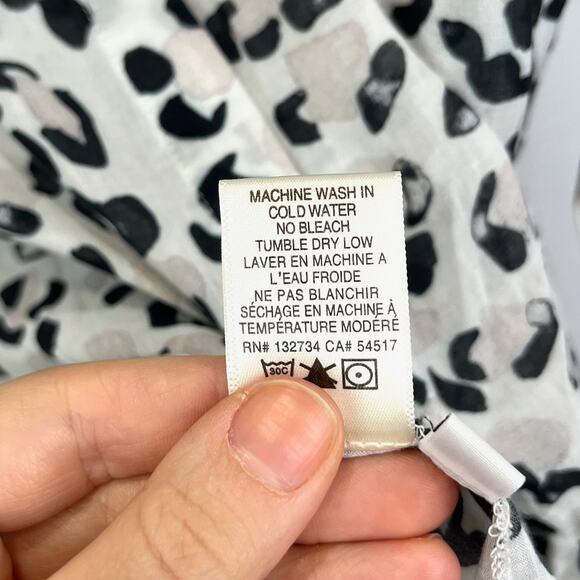 CLOTH & STONE Anthropologie Animal Print High Low Button Up Shirt White Gray S - Picture 9 of 10